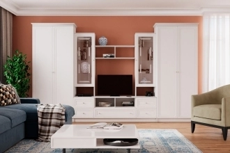 Стенка Билли-58 в белом цвете со стеклом