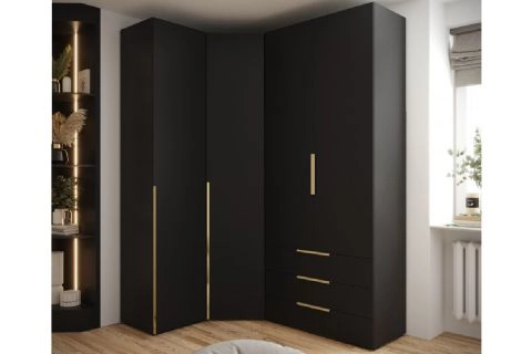 Угловые черные шкафы фото в интерьере комнаты.