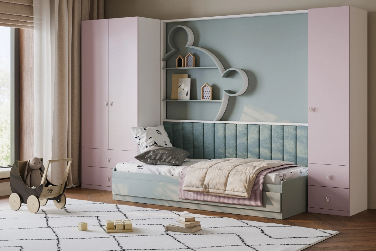 Стенка детская Банни-8 Розовый Лайт - фото 1