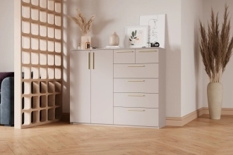 Комод Синтра в белом цвете с гладкими фасадами