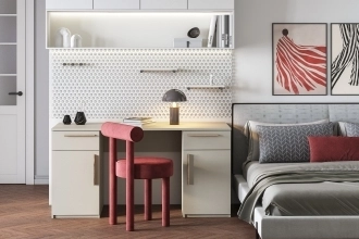 Письменный стол Ада в белом цвете с гладкими фасадами