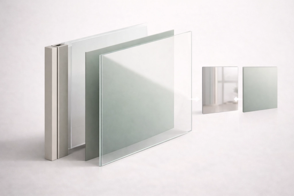 Схематичное изображение стеклянной панели с плёнкой Oracal для шкафа-купе