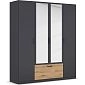 Шкаф распашной Бари-2 Черный / Дуб Бунратти