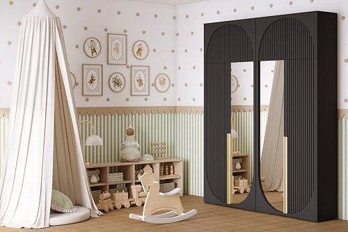 Шкаф распашной Брей-2.1 с антресолью Черный - фото 1