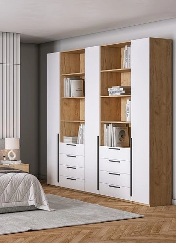 Шкаф распашной Хейсон-1 Белый Дуб Золотистый - фото 2