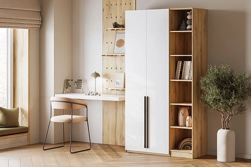 Шкаф распашной Хейсон-23 Белый Дуб Золотистый - фото 1